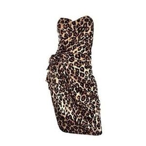 Vintage A.J. Bari for Neiman Marcus Silk‎ Strapless Leopard Print Cocktail Dress